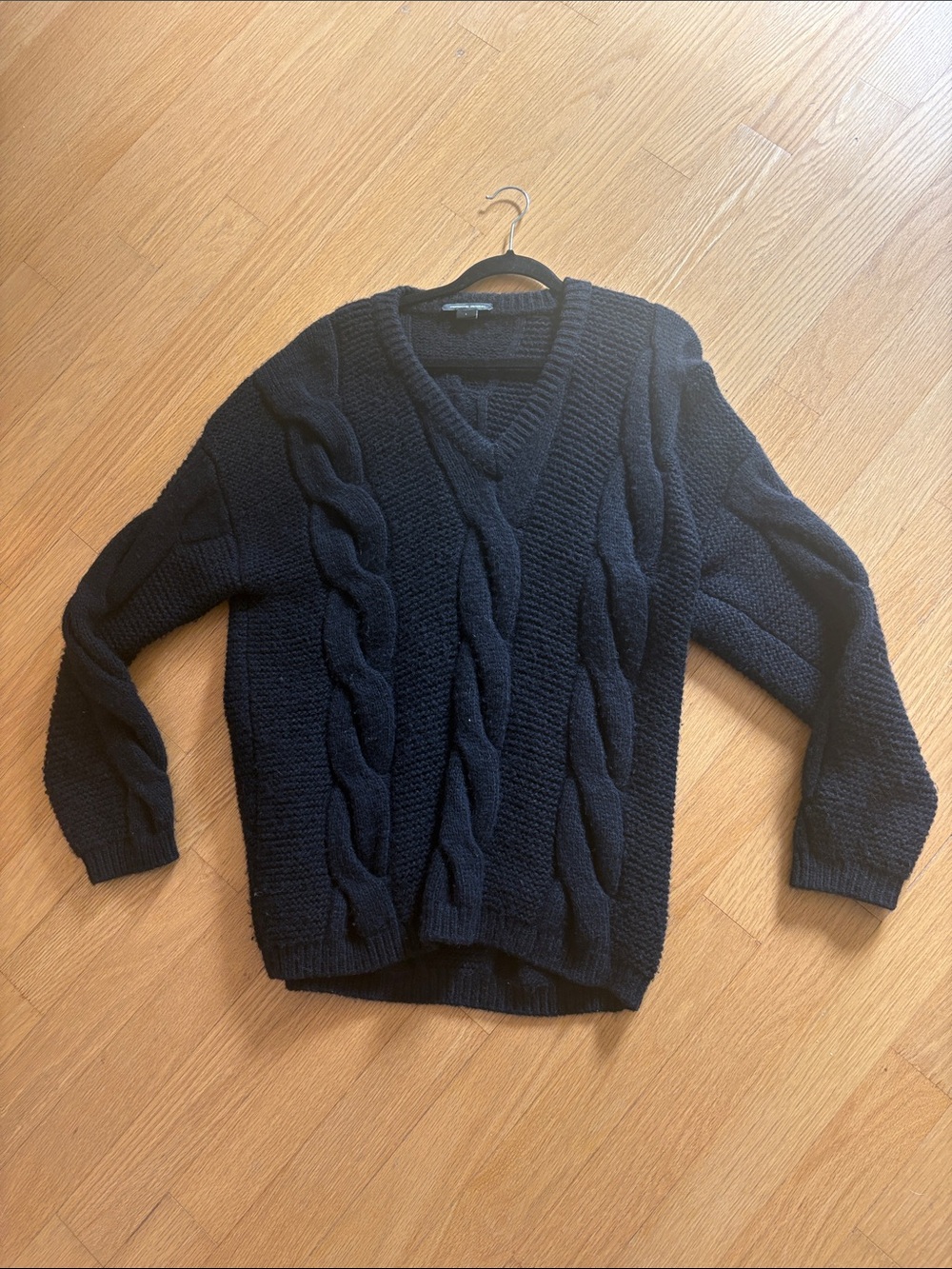 Porsche Design Navy Cable-Knit V-Neck Sweater